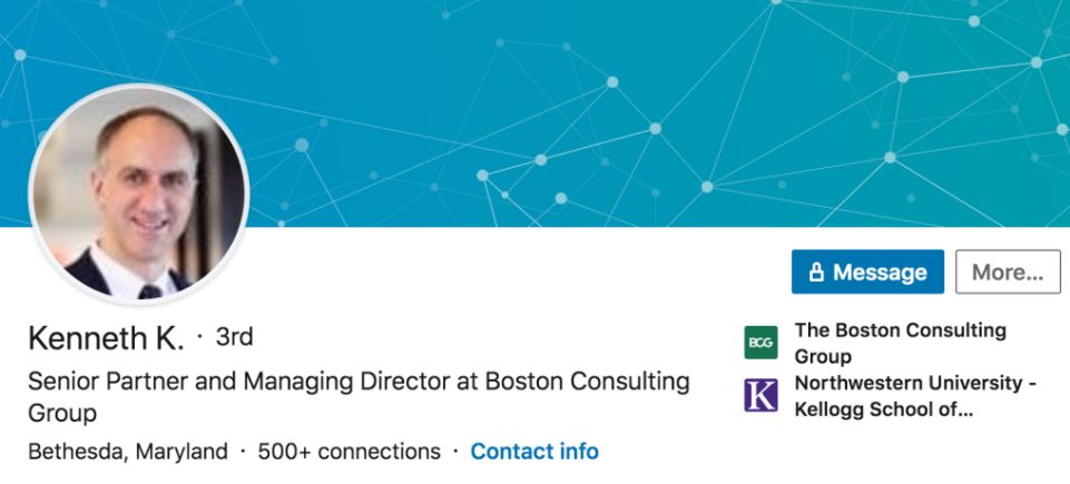 LinkedIn profile of Fiona Hill's husband, Kenneth Keen. | Source: heavy.com