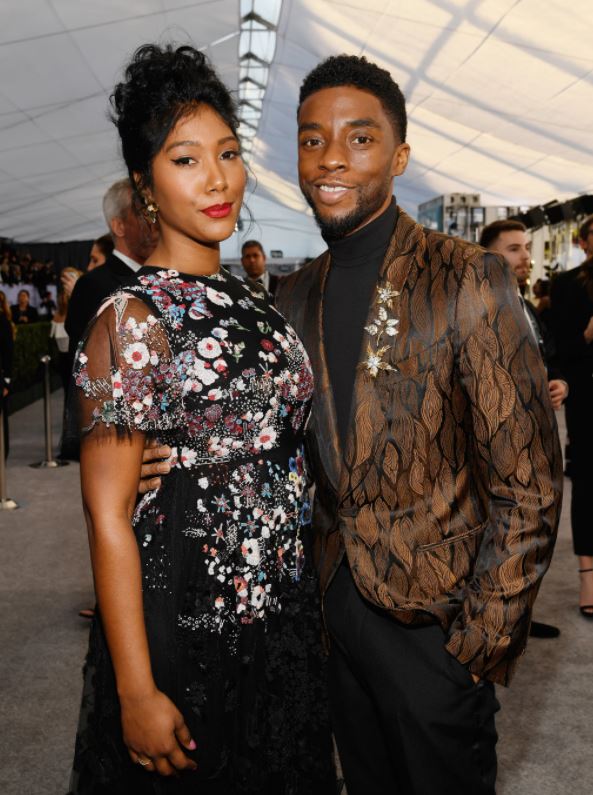 Taylor Simone Ledward with her late husband, Chadwick Boseman. | Source: popsugar.com