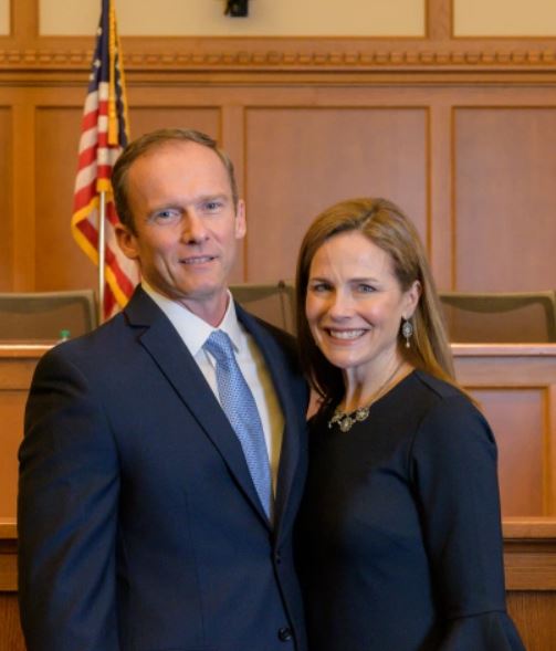 Jesse M. Barrett with his wife, Amy Coney Barrett. | Source: the-sun.com