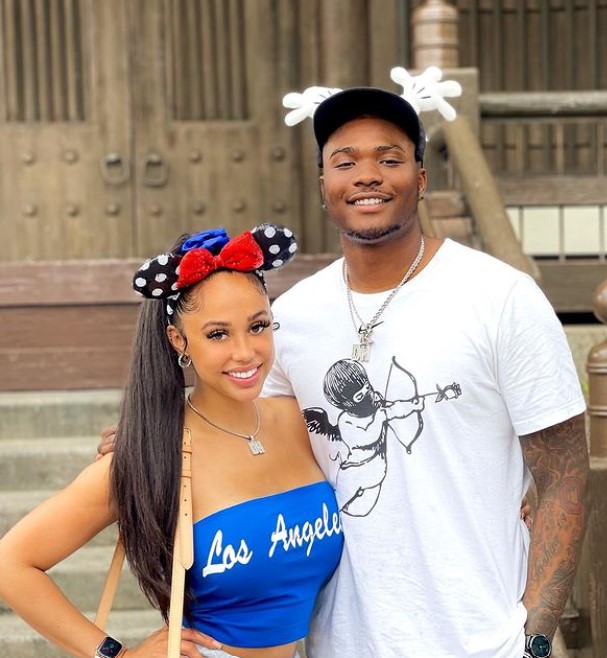 Late Dwayne Haskins with his wife  Kalabrya Gondrezick-Haskins | Source: Haskin's Instagram